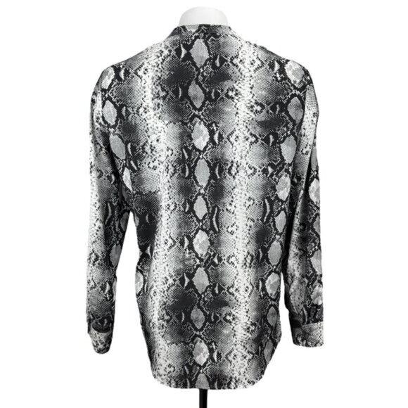 KARL LAGERFELD Paris Snake Print Button Up Blouse Shirt Sz Medium Roll Tab - Picture 3 of 5